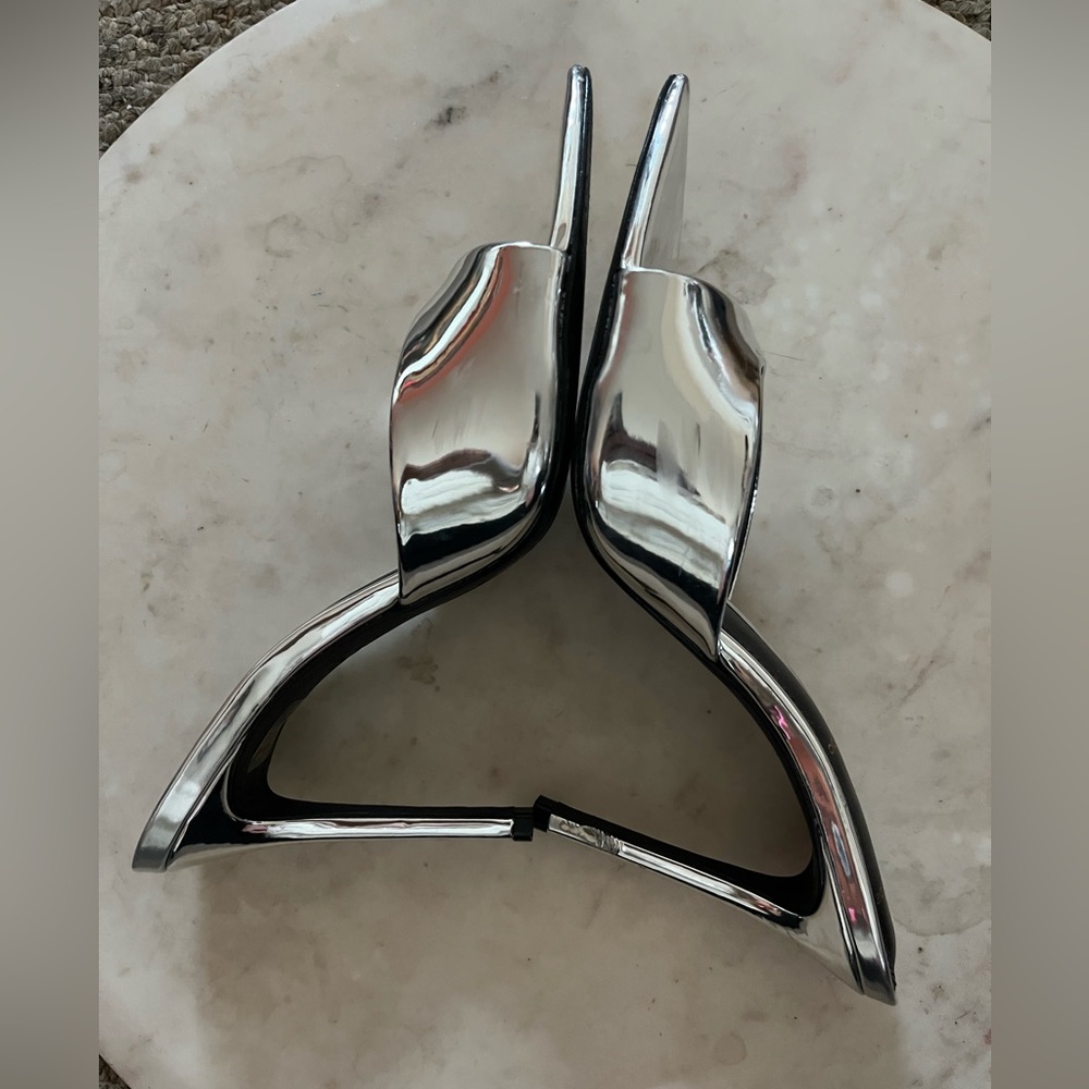 😎 Black Suede Studio Brea 100 heels mirrored silver - Picture 8 of 13